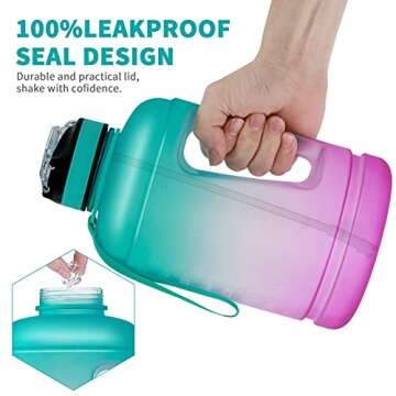 BOTTLE BOTTLE Large Half Gallon/64oz Motivational Water Bottle with Straw & Handle (Blue Purple)