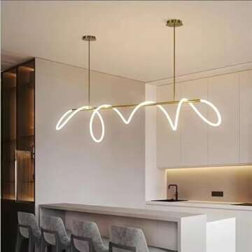 LightInTheBox Gold Chandelier Modern LED Linear Chandelier Nordic Creative Line Pendant Light Fixture for Dining Room Kitchen Island Living Room