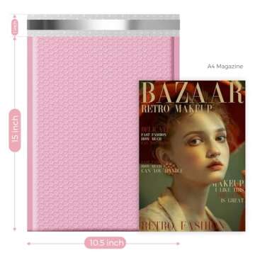 Fuxury Bubble Mailers 10.5x16#5 Light Pink,Self Seal Strong Adhesive Poly Padded Envelopes,Waterproo...