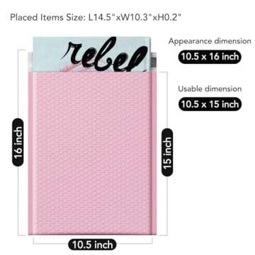 Fuxury Bubble Mailers 10.5x16#5 Light Pink,Self Seal Strong Adhesive Poly Padded Envelopes,Waterproof Bubble Mailing Envelopes,Cushioning Packaging Bags for Books,Clothes, Makeup Supplies 25 Pack