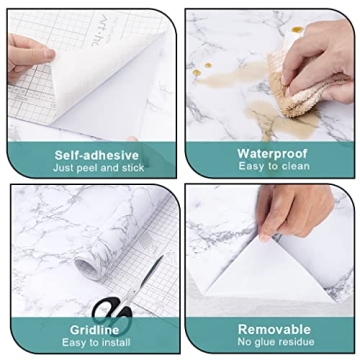 Marble Self-Adhesive Vinyl Paper Waterproof Oil Proof Peel & Stick