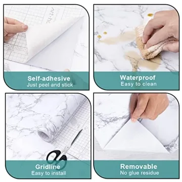 Marble Self-Adhesive Vinyl Paper Waterproof Oil Proof Peel & Stick