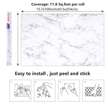 Marble Self-Adhesive Vinyl Paper Waterproof Oil Proof Peel & Stick