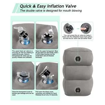 JefDiee Inflatable Travel Foot Rest Pillow, Kids Airplane Bed, Adjustable 3 Layers Height Leg Rest Pillow, Adults Travel Essentials Great for Airplane, Office, Home, Trains, Cars (2 Pack)