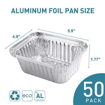 XIAFEI 1LB Aluminum Pans - 50 Pack with Clear Lids, Eco-Friendly & Durable