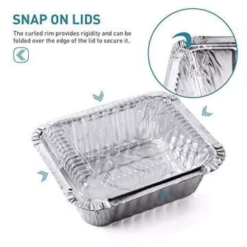 XIAFEI 1LB Aluminum Pans with Clear Lids - 50 Pack