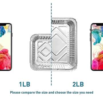 XIAFEI 1LB Aluminum Pans with Clear Lids - 50 Pack