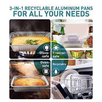 XIAFEI 1LB Aluminum Pans with Clear Lids - 50 Pack