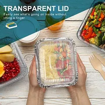 XIAFEI 1LB Aluminum Pans with Clear Lids - 50 Pack