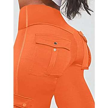 Flamingals Biker Shorts for Women High Waist Cargo Athletic Shorts Butt Lifting Workout Shorts Running Shortss Orange XL
