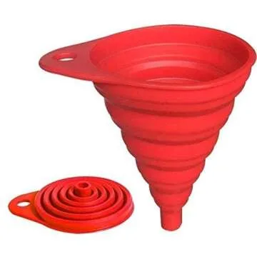 Silicone Collapsible Funnel Set of 4, Small and Large, Foldable Kitchen Funnel for Water Bottle Liquid Transfer Food Grade