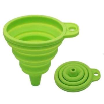 Silicone Collapsible Funnel Set of 4, Small and Large, Foldable Kitchen Funnel for Water Bottle Liquid Transfer Food Grade