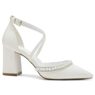 Elegant High Block Heel Wedding Shoes for Brides