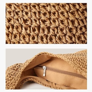 QTKJ Large Straw Tote Handbag for Summer Beach Style