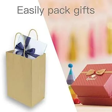 bagmad Kraft Paper Bags with Handles - 100 Pack