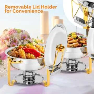 ROVSUN Elegant Gold Chafing Dishes Set for Buffet