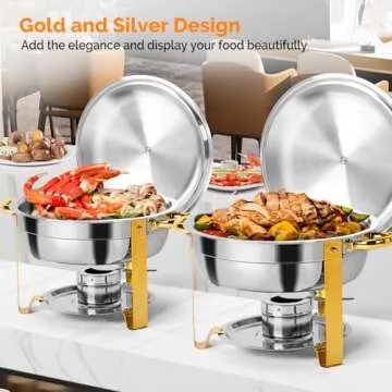 ROVSUN Elegant Gold Chafing Dishes Set for Buffet