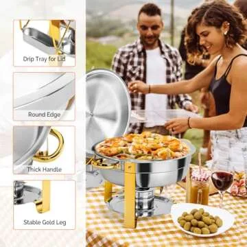 ROVSUN Elegant Gold Chafing Dishes Set for Buffet