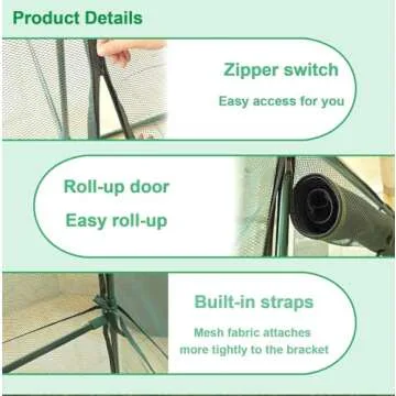 TIMILAND Crop Cage Large Size Plant Protection Tent 6.5'x10' with 2 Zippered Doors, Easy to Install Crop Cages for Garden, Plant Protection Crop Cages for Vegetables Flowers Fruits Herbs