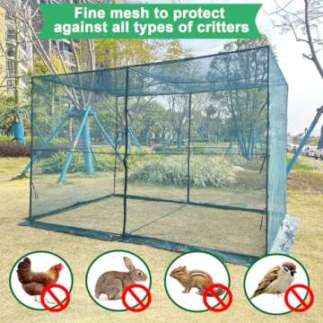 TIMILAND Crop Cage Large Size Plant Protection Tent 6.5'x10' with 2 Zippered Doors, Easy to Install Crop Cages for Garden, Plant Protection Crop Cages for Vegetables Flowers Fruits Herbs