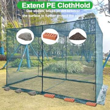 TIMILAND Crop Cage Large Size Plant Protection Tent 6.5'x10' with 2 Zippered Doors, Easy to Install Crop Cages for Garden, Plant Protection Crop Cages for Vegetables Flowers Fruits Herbs