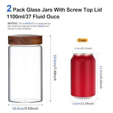 Borosilicate Glass Spice Jar 37oz with Screw Lid
