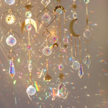6Pieces Colorful Crystals Suncatcher Hanging Sun Catcher with Chain Pendant Ornament Crystal Balls for Window Home Garden Christmas Day Party Wedding Decoration