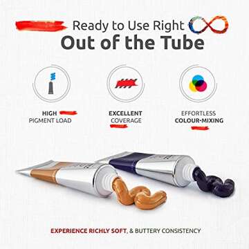 Professional Oil Paint Set - 8 Large 50ml Tubes