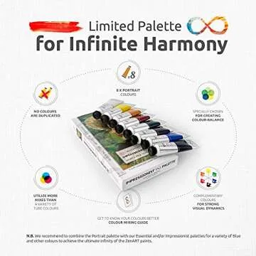 Professional Oil Paint Set - 8 Large 50ml Tubes