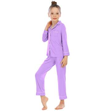 Veseacky Light Purple Pajama Set for Kids - Comfort & Style