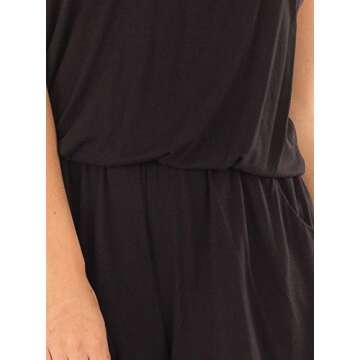 REORIA Womens Casual Summer One Piece Sleeveless Spaghetti Strap Playsuits Short Jumpsuit Beach Rompers Black Small