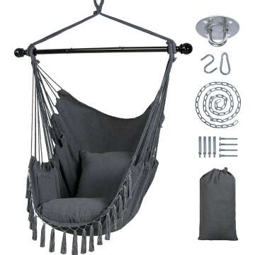 SUNCREAT Hammock Chair Swing with Steel Support Bar