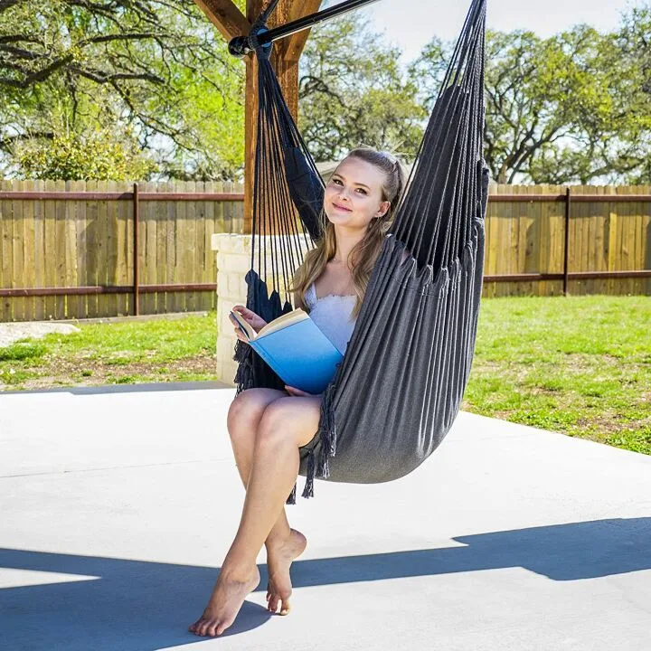 SUNCREAT Hammock Chair Swing with Steel Support Bar