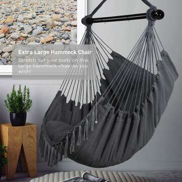 SUNCREAT Hammock Chair Swing with Steel Support Bar