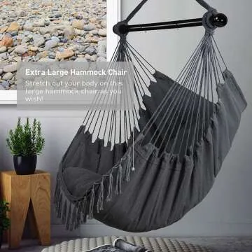 SUNCREAT Hammock Chair Swing with Steel Support Bar