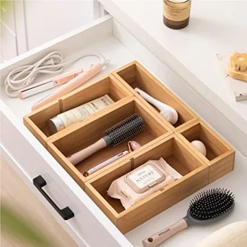 Versatile Bamboo Drawer Organizer Set for Home and Office