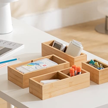 Versatile Bamboo Drawer Organizer Set for Home and Office