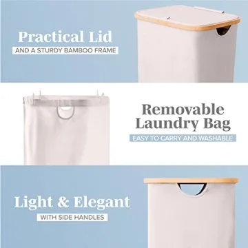 Lonbet Elegant Bamboo Laundry Hamper - 100L Capacity