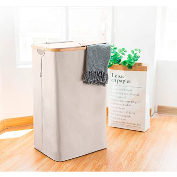 Lonbet Elegant Bamboo Laundry Hamper - 100L Capacity
