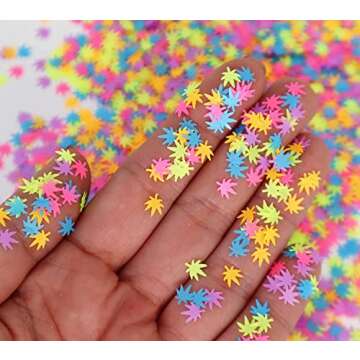 3 Pack - Green, Rainbow & Silver Holographic Leaf Glitter - Solvent Resistant & Cosmetic Grade - Face Body Nails Resin Arts & Crafts, Tumblers, Bath Bombs, Resin - Weed Pot Marijuana Leaf