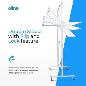 Oline 48x36 Mobile Whiteboard - Adjustable & Reversible