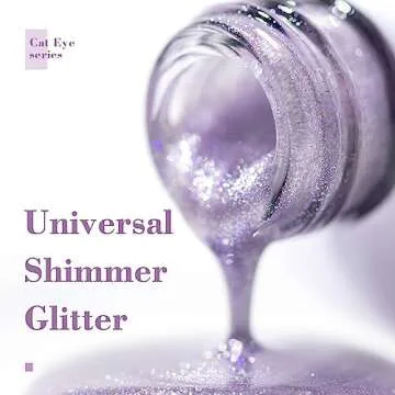 RARJSM Cat Eye Gel Nail Polish Aurora Violet Purple Velvet Silver Glitter Universal Galaxy Shimmer Ice Gel Polish with Magnet Stick Single Bottle 15ml LED UV Curing Requires Soak Off Salon Home