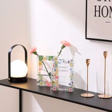 PORPAN Book Vase, Acrylic Book Vase for Flowers, Book Flower Vase Clear, Book Shaped Vase, A Book Ab...