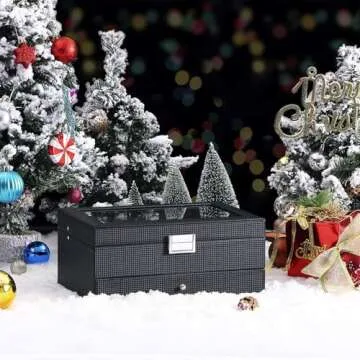 BEWISHOME 20 Slots Watch Box with Glass Top for Men