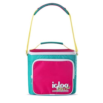 Igloo 90s Retro Collection Square Lunch Box Cooler with Front Pocket and Adjustable Strap, Insulated...