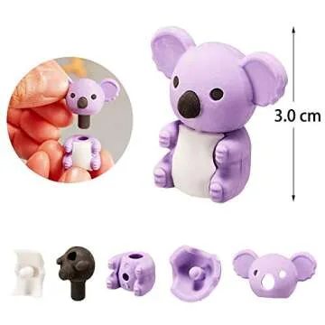 Puzzle Pencil Animal Erasers - 34 Fun Designs for Kids
