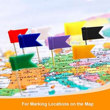 Colored Flag Map Push Pins - Coideal 400 Pack Multicolored Decorative Travel Map Tacks Plastic Head ...