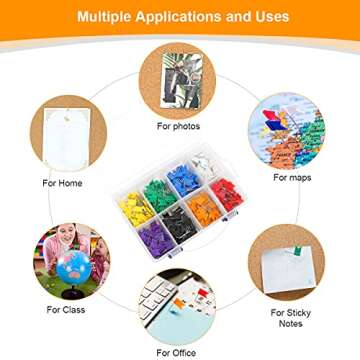 Colored Flag Map Push Pins - Coideal 400 Pack Multicolored Decorative Travel Map Tacks Plastic Head with Steel Point for Cork Bulletin Board, Picture Hanging at Home Office School (8 Assorted Colors)