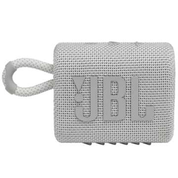 JBL Go 3 - Portable Mini Bluetooth Speaker, big audio and punchy bass, IP67 waterproof and dustproof, 5 hours of playtime, speaker for home, outdoor and travel (White)