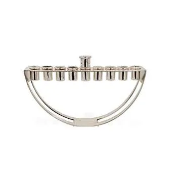 925 Sterling Silver Modern Hanukkah Menorah with Cut Out Hebrew Chanukah Blessing Contemporary style